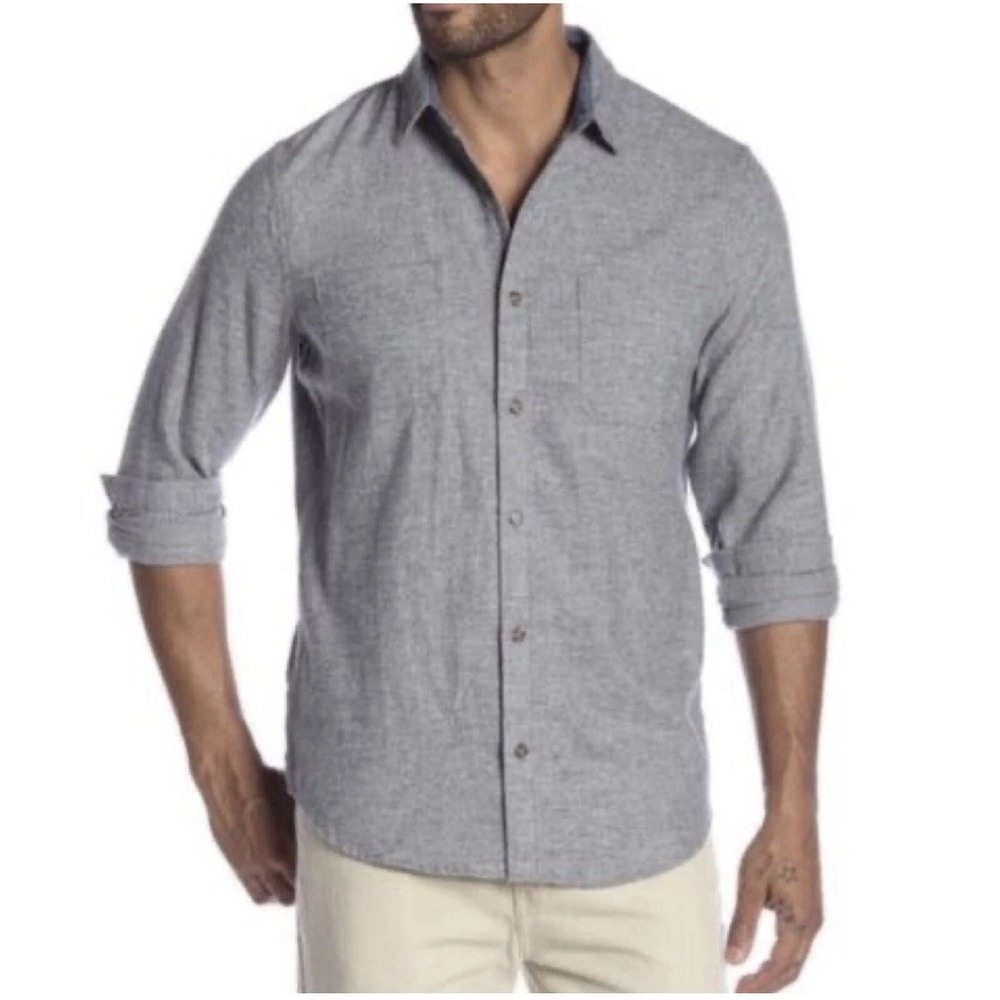 Wallin & Bros 2X Grindle Flannel Button Front Shirt Long Sleeve Solid Light Gray